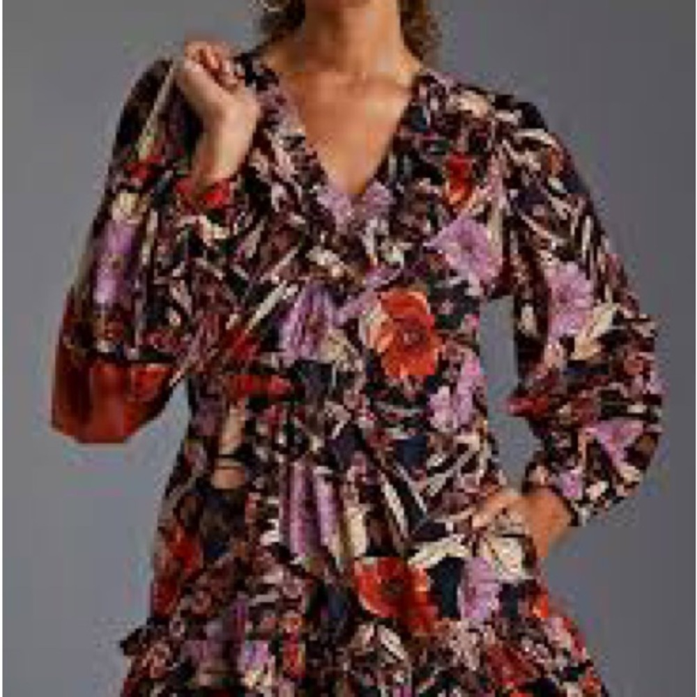 Anthropologie Pilcro Tiered Ruffle Corduroy Dress